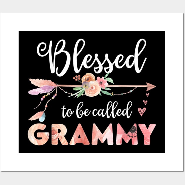 Womens Blessed Grammy Floral Grandma Mothers Day Gift Wall Art by sousougaricas